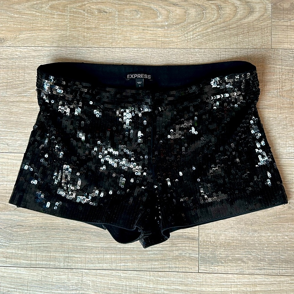 Black Sequin Express Mini shorts. Size 0